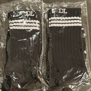 Dirty Laundry Black and White Striped Socks Set of 2. New In Package